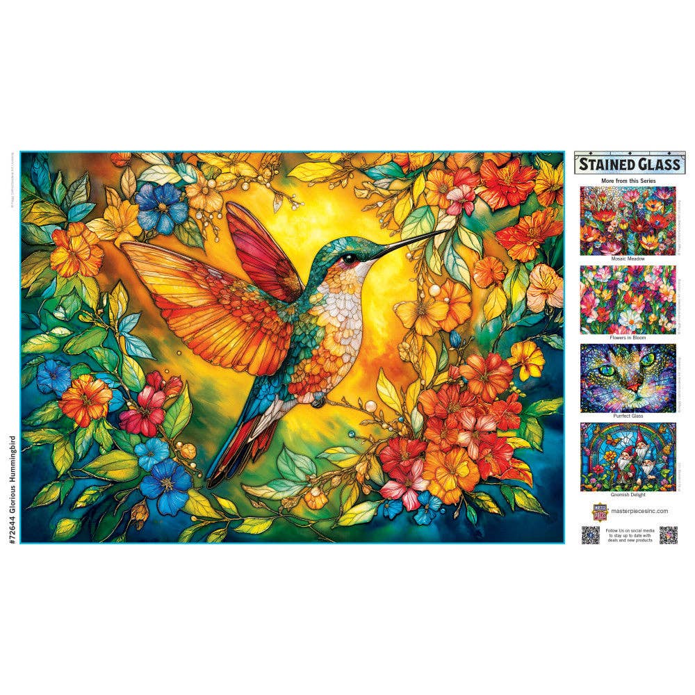 Stained Glass - Glorious Hummingbird 1000 Piece Jigsaw Puzzle