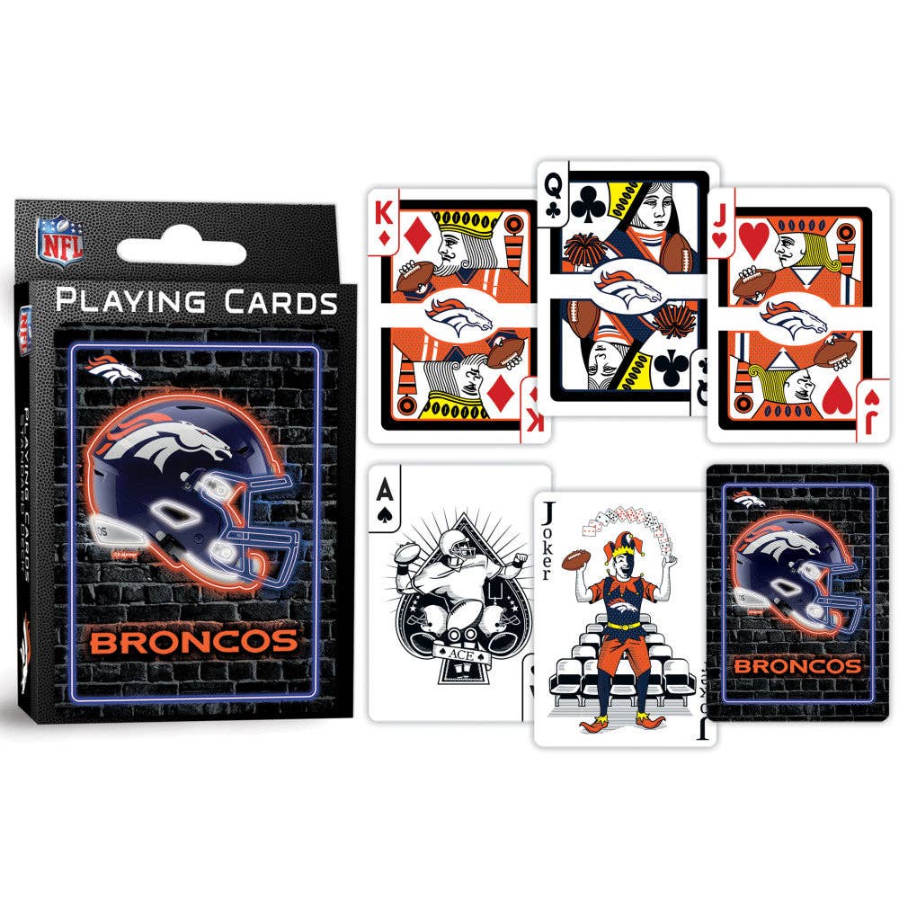 Denver Broncos Neon-Styled Playing Cards - 54 Card Deck