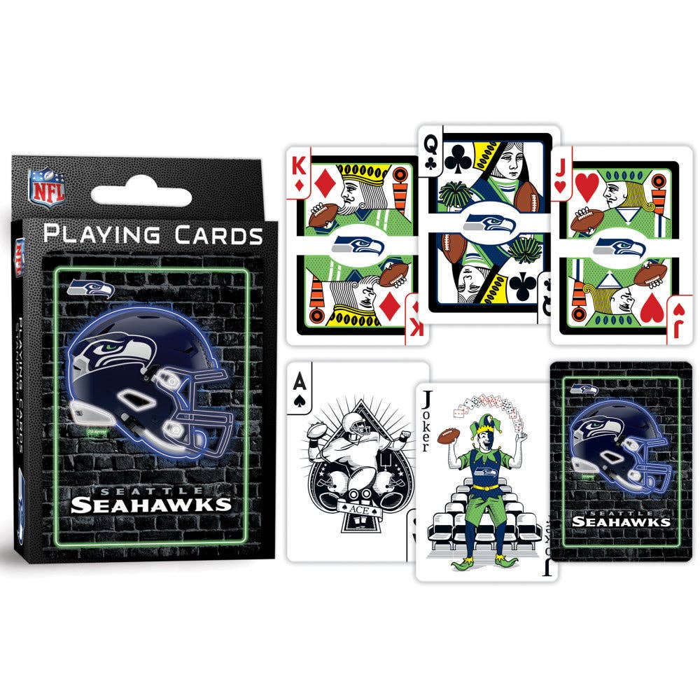 Seattle Seahawks Neon-Styled Playing Cards - 54 Card Deck