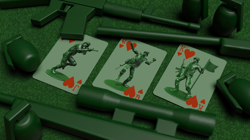 Army Men Playing Cards