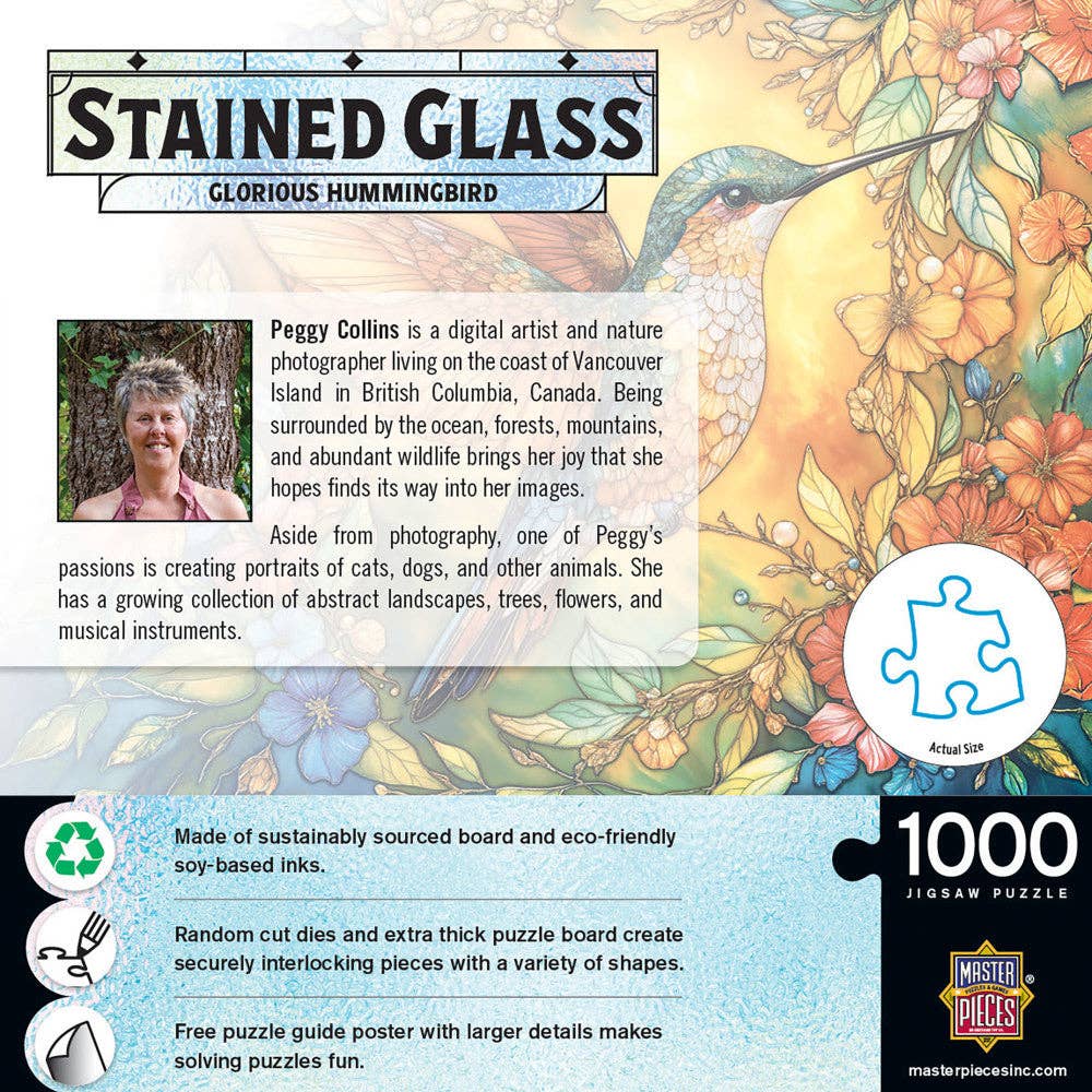 Stained Glass - Glorious Hummingbird 1000 Piece Jigsaw Puzzle