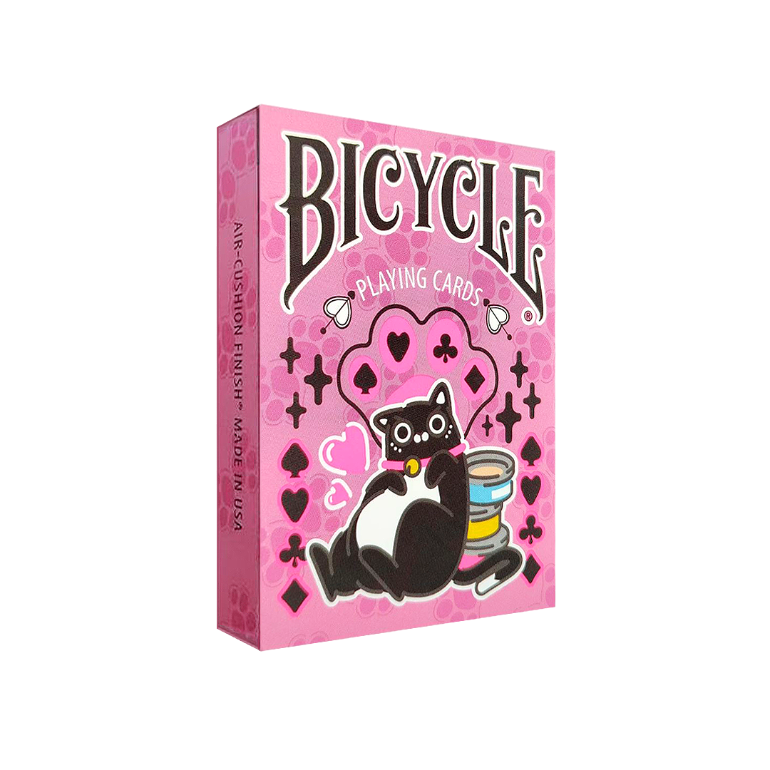 Naipes de gato en bicicleta (rosa)