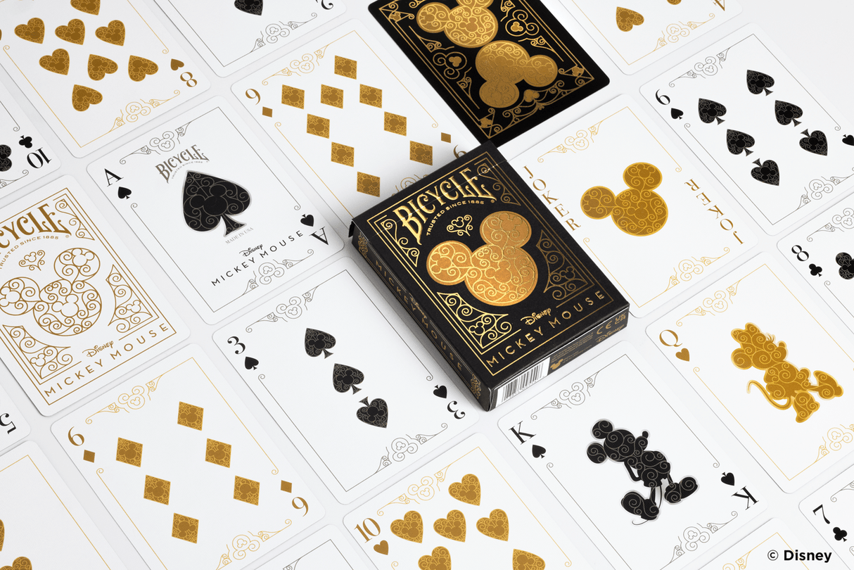 Bicycle Disney Mickey Mouse inspired Black and Gold Playing Cards