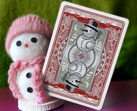 Naipes Muñeco de nieve en bicicleta (rojo) - Navidad