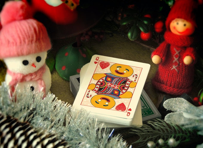 Bicycle Snowman (Green) Playing Cards - Christmas