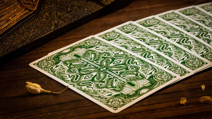 Naipes Babylon (verde bosque) de Riffle Shuffle