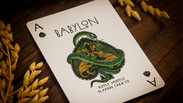 Naipes Babylon (verde bosque) de Riffle Shuffle