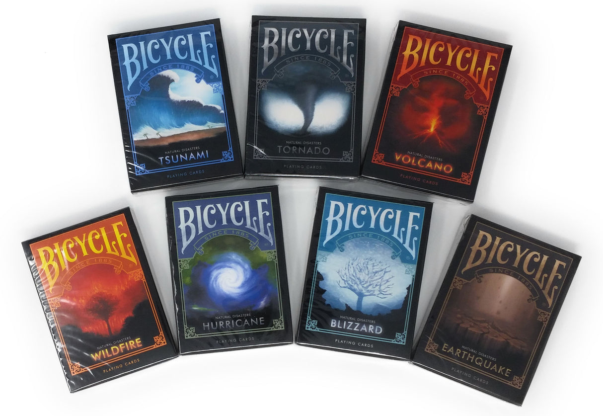 Juego de 7 mazos para desastres naturales en bicicleta