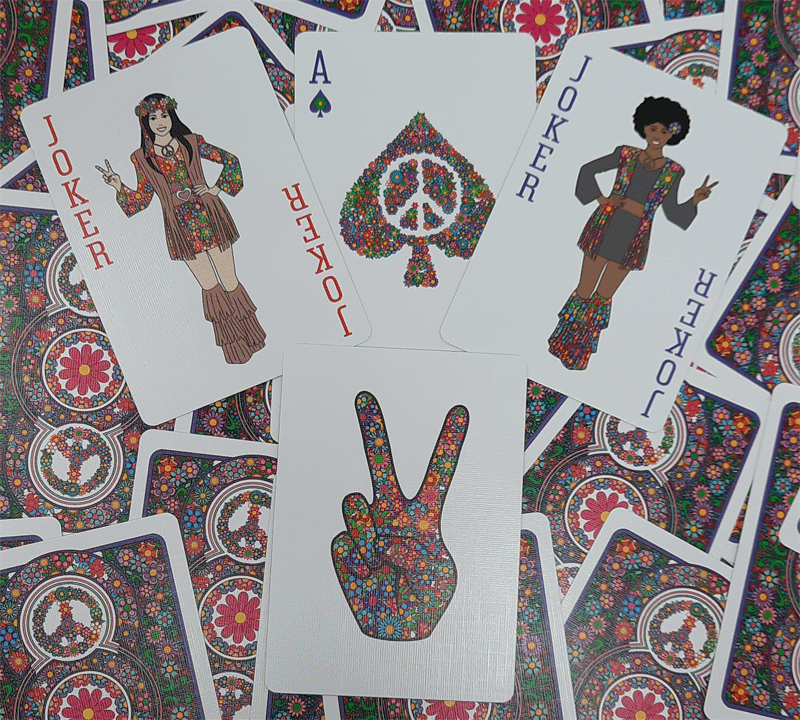 Naipes Flores Funky con Paz y Amor