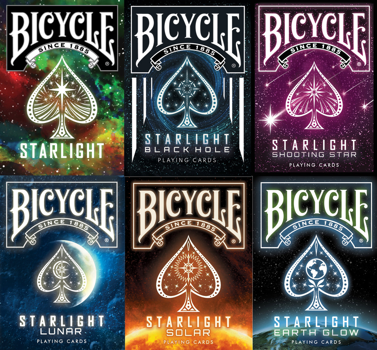 Juego de cartas Bicycle Starlight Series (tirada de impresión especial limitada), juego de 6 mazos