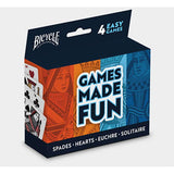 Bicycle Games Made Fun Four Game Pack (Hearts Spades Euchre And Solitaire)