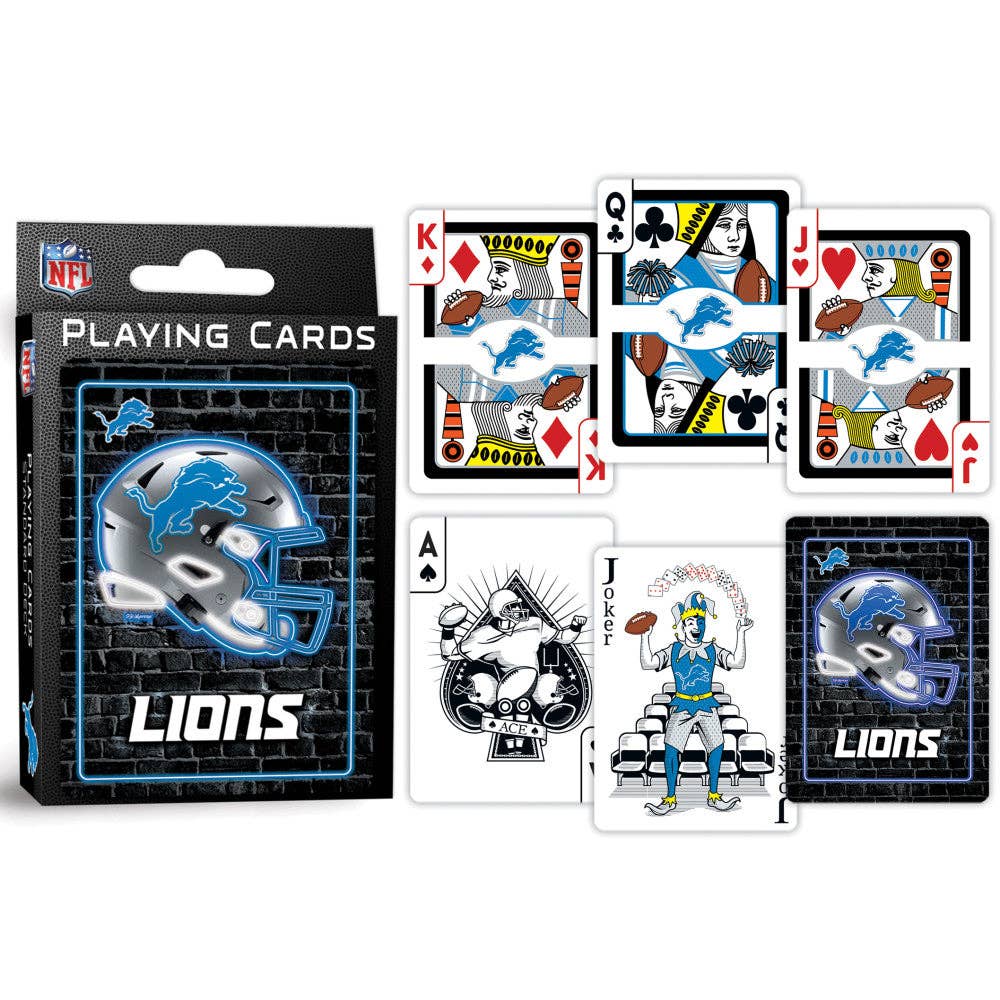 Detroit Lions Neon-Styled Playing Cards - 54 Card Deck