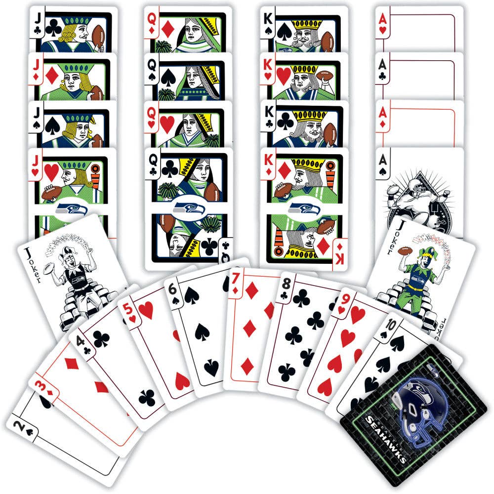Seattle Seahawks Neon-Styled Playing Cards - 54 Card Deck