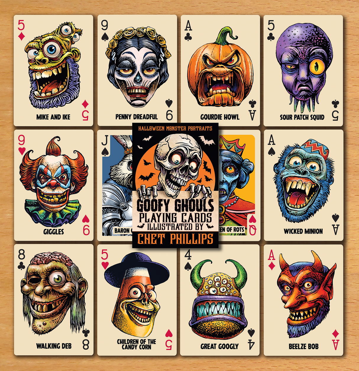Goofy Ghouls- Halloween Monster Portraits Playing Cards