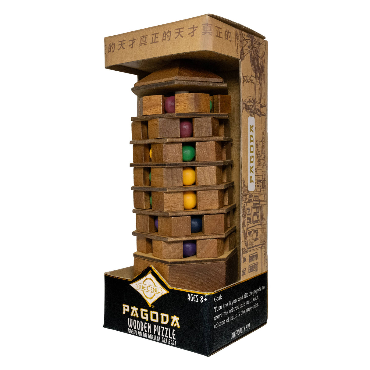True Genius Chinese Pagoda Ball Sorting Puzzle