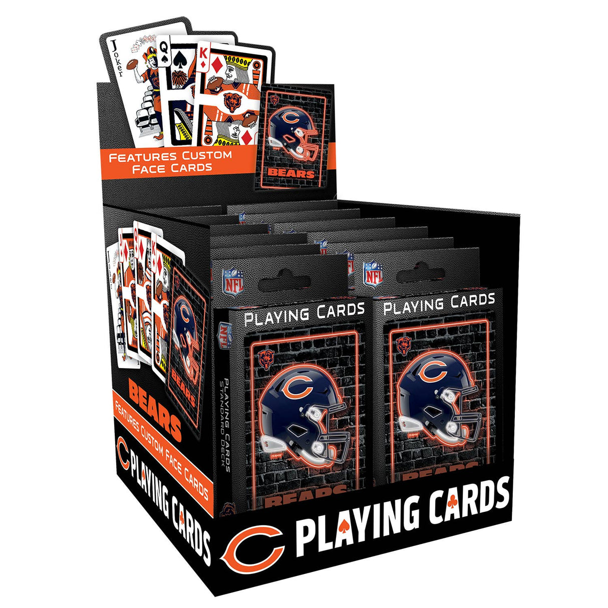 Chicago Bears Neon-Styled Playing Cards - 54 Card Deck