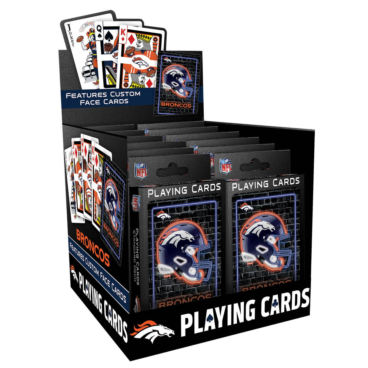 Denver Broncos Neon-Styled Playing Cards - 54 Card Deck