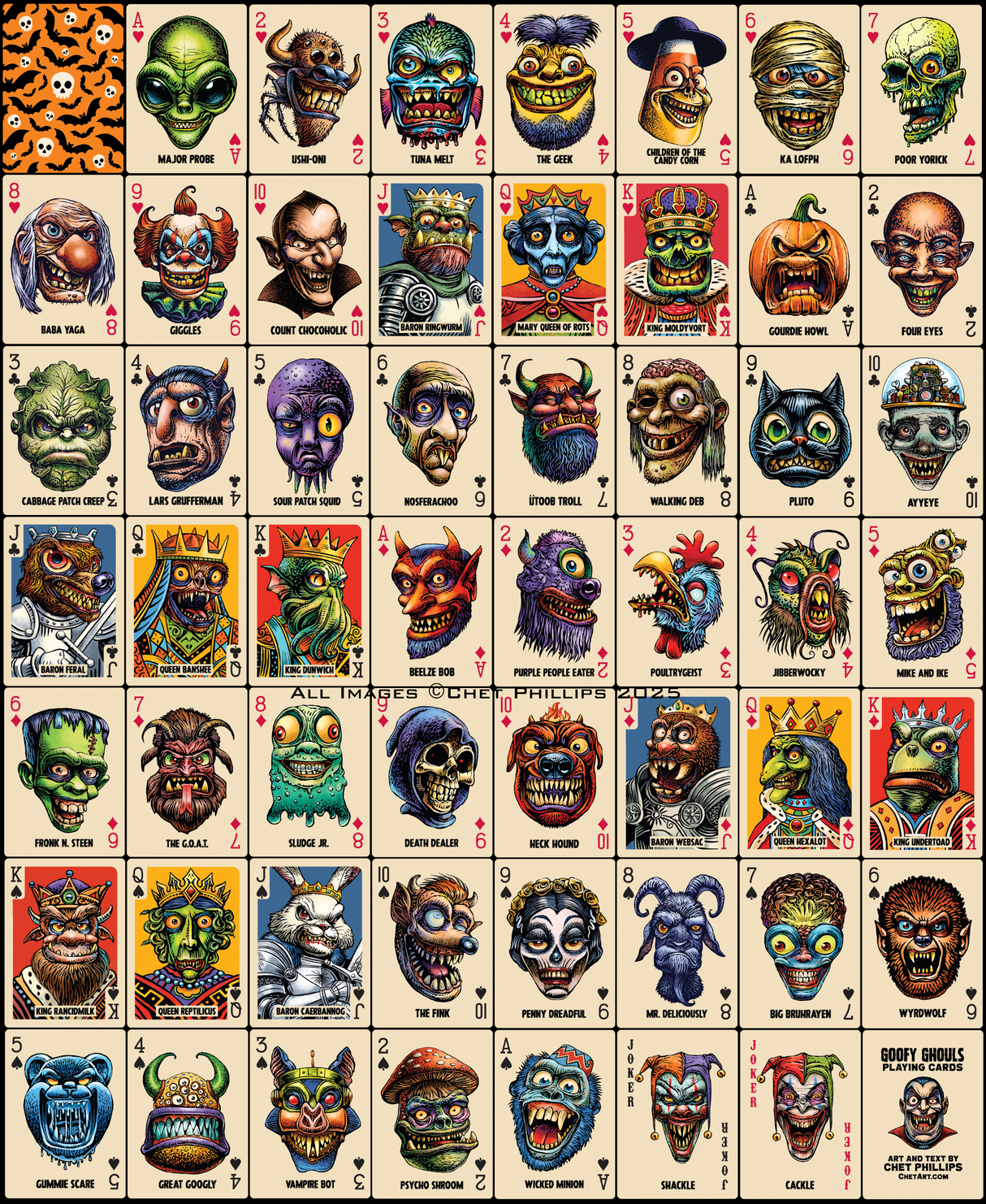 Goofy Ghouls- Halloween Monster Portraits Playing Cards