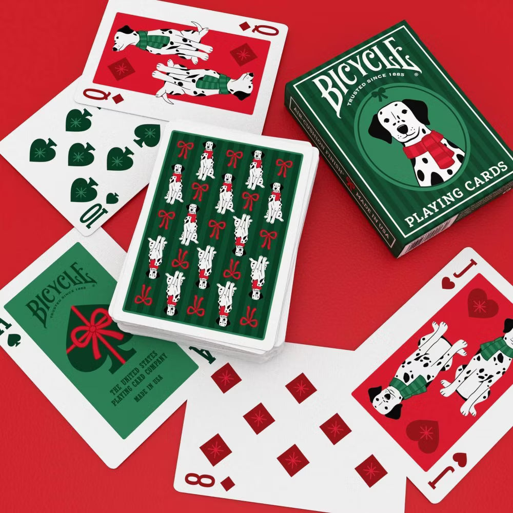 Bicycle Dalmatians Green Playing Cards – Holiday Dog-Themed Deck