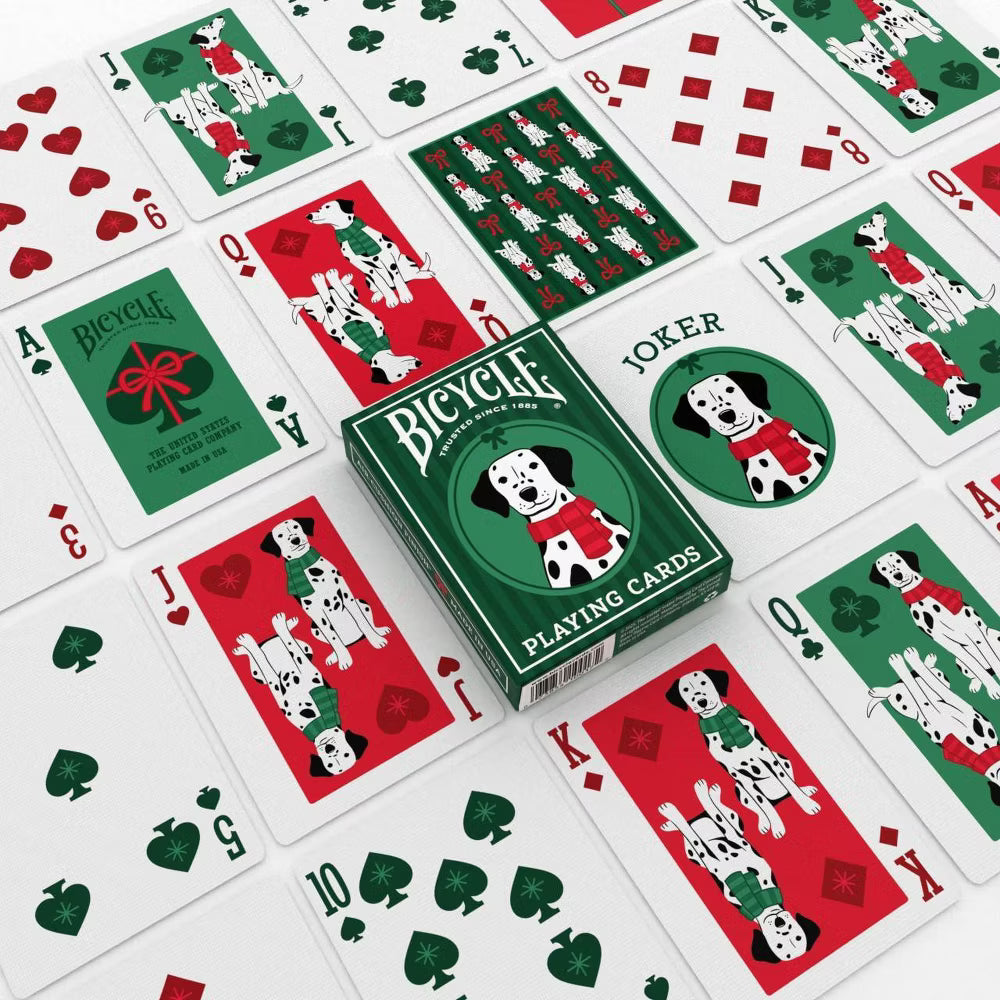 Bicycle Dalmatians Green Playing Cards – Holiday Dog-Themed Deck