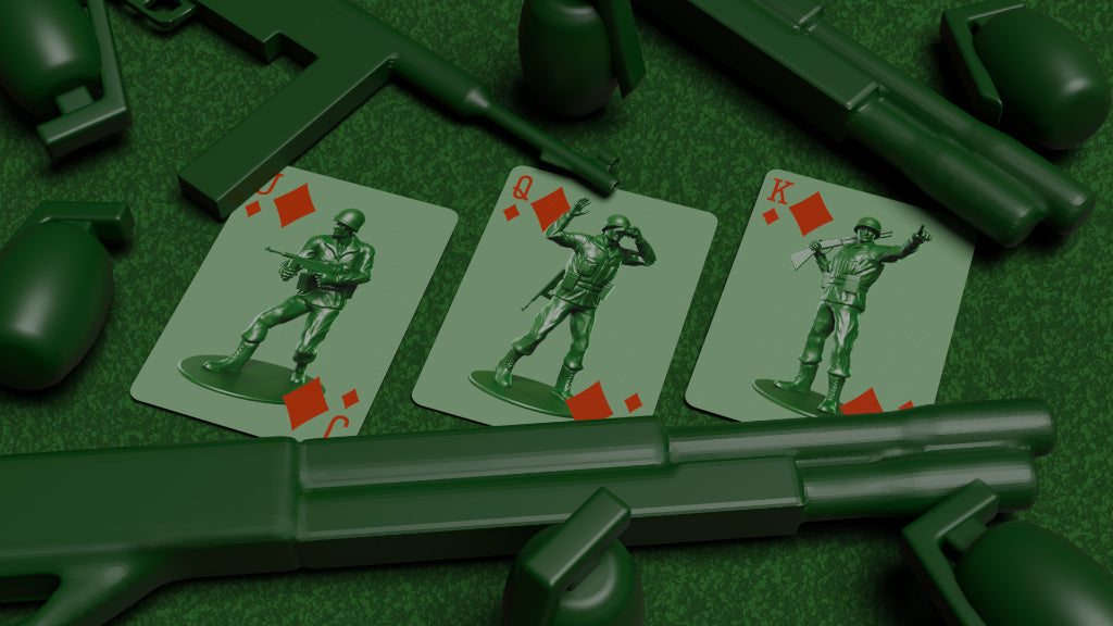 Army Men Playing Cards
