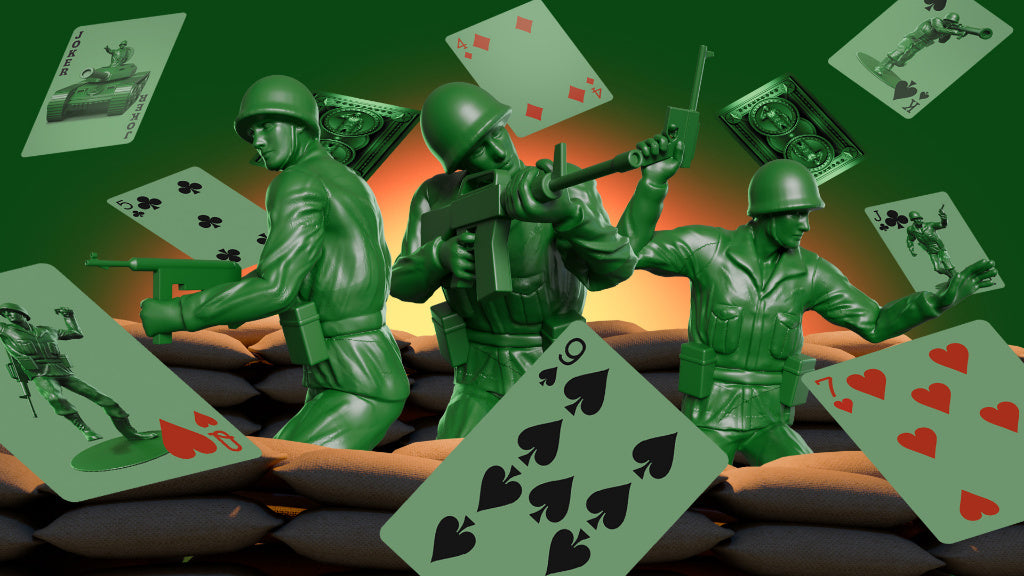 Army Men Playing Cards