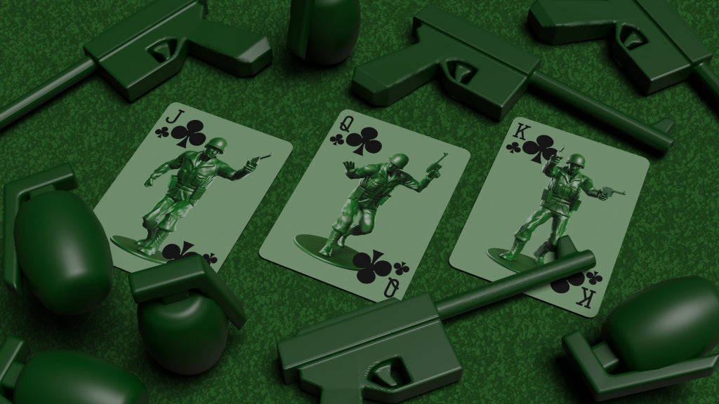 Army Men Playing Cards