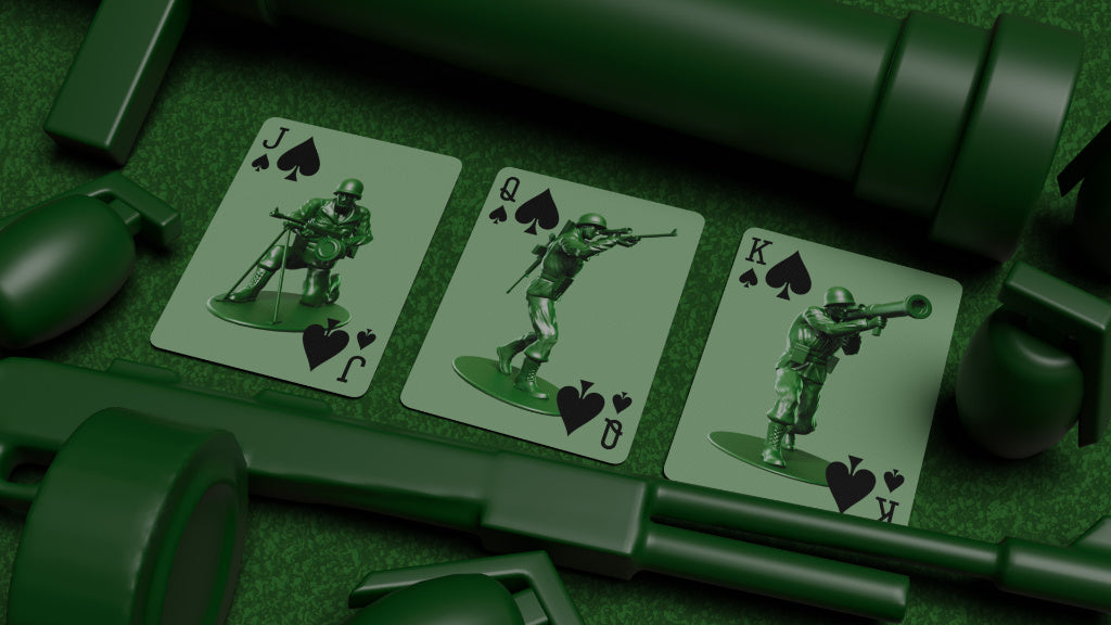 Army Men Playing Cards