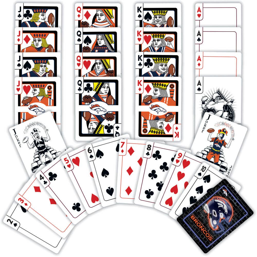 Denver Broncos Neon-Styled Playing Cards - 54 Card Deck