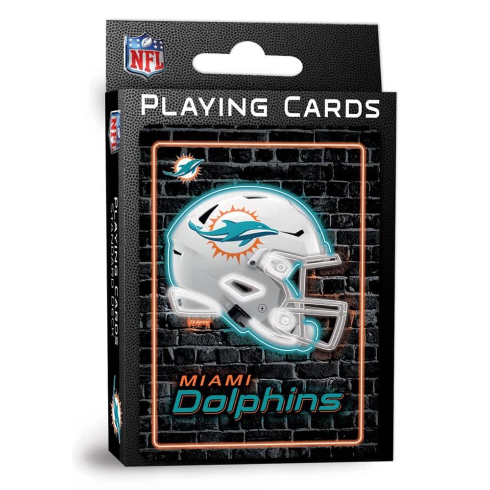 Miami Dolphins Neon-Styled Playing Cards - 54 Card Deck