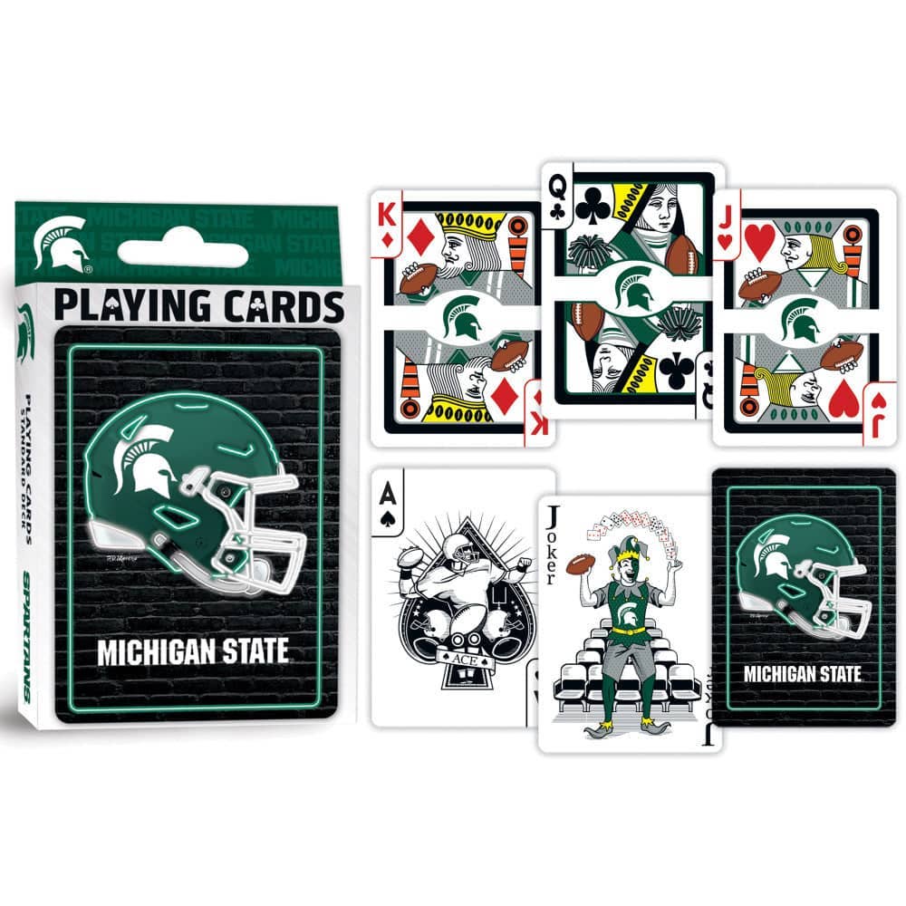 Michigan State Spartans Neon-Styled Playing Cards - 54 Card Deck