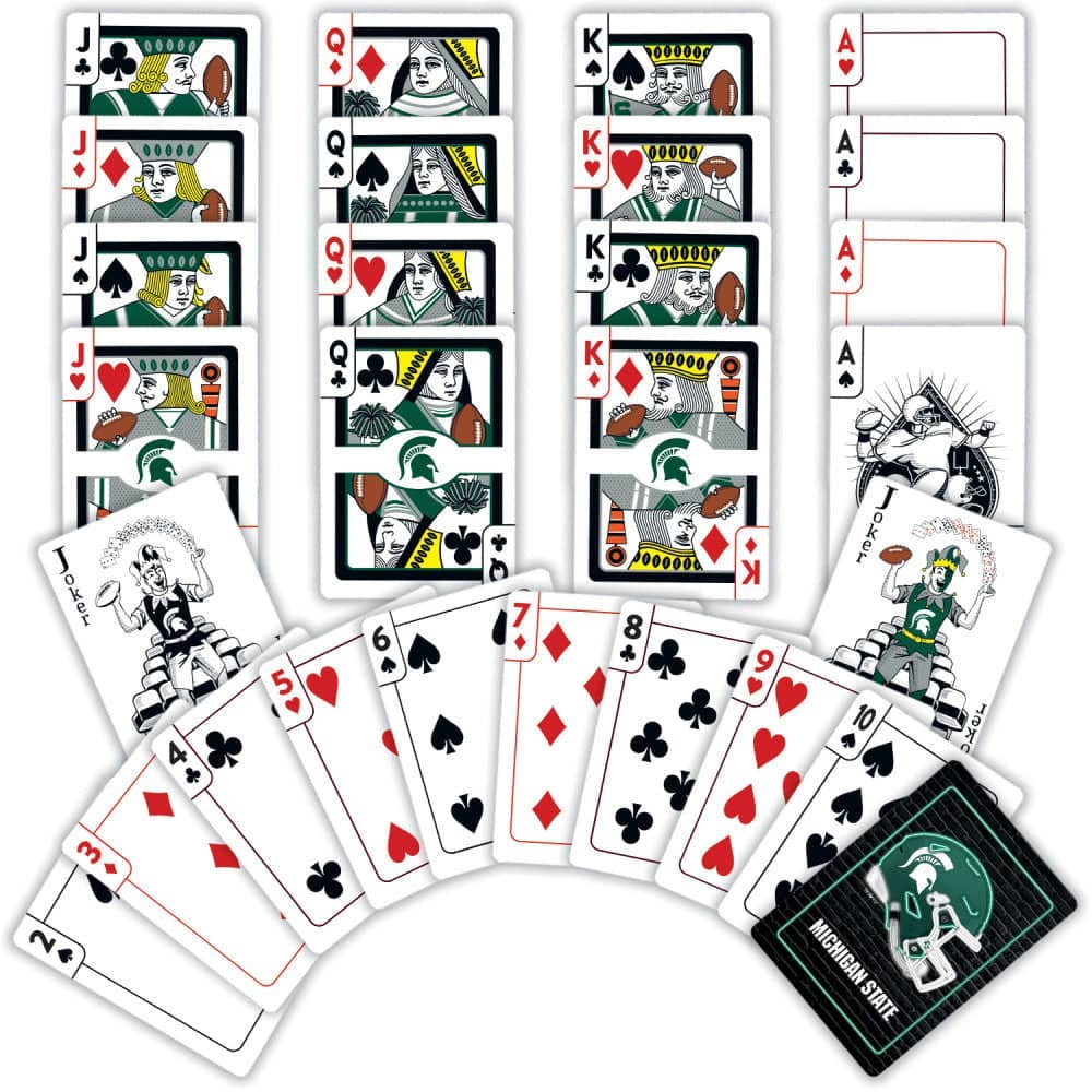 Michigan State Spartans Neon-Styled Playing Cards - 54 Card Deck