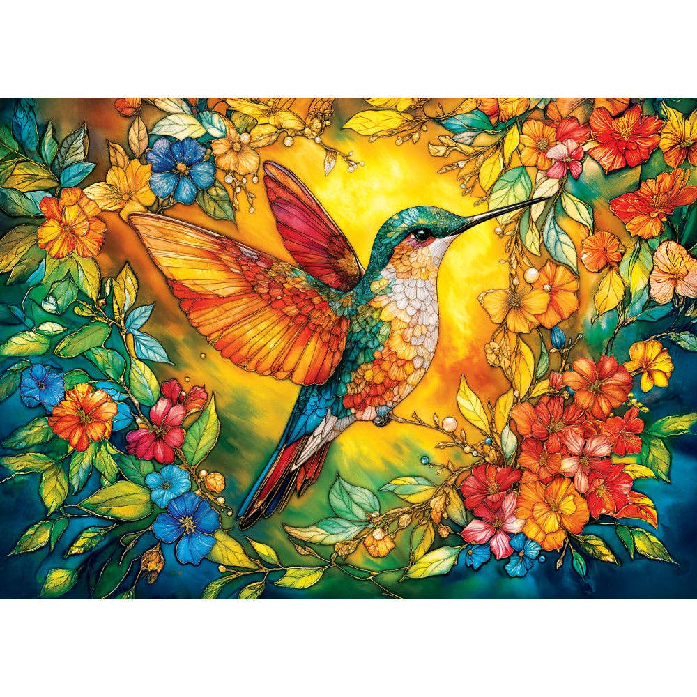Stained Glass - Glorious Hummingbird 1000 Piece Jigsaw Puzzle