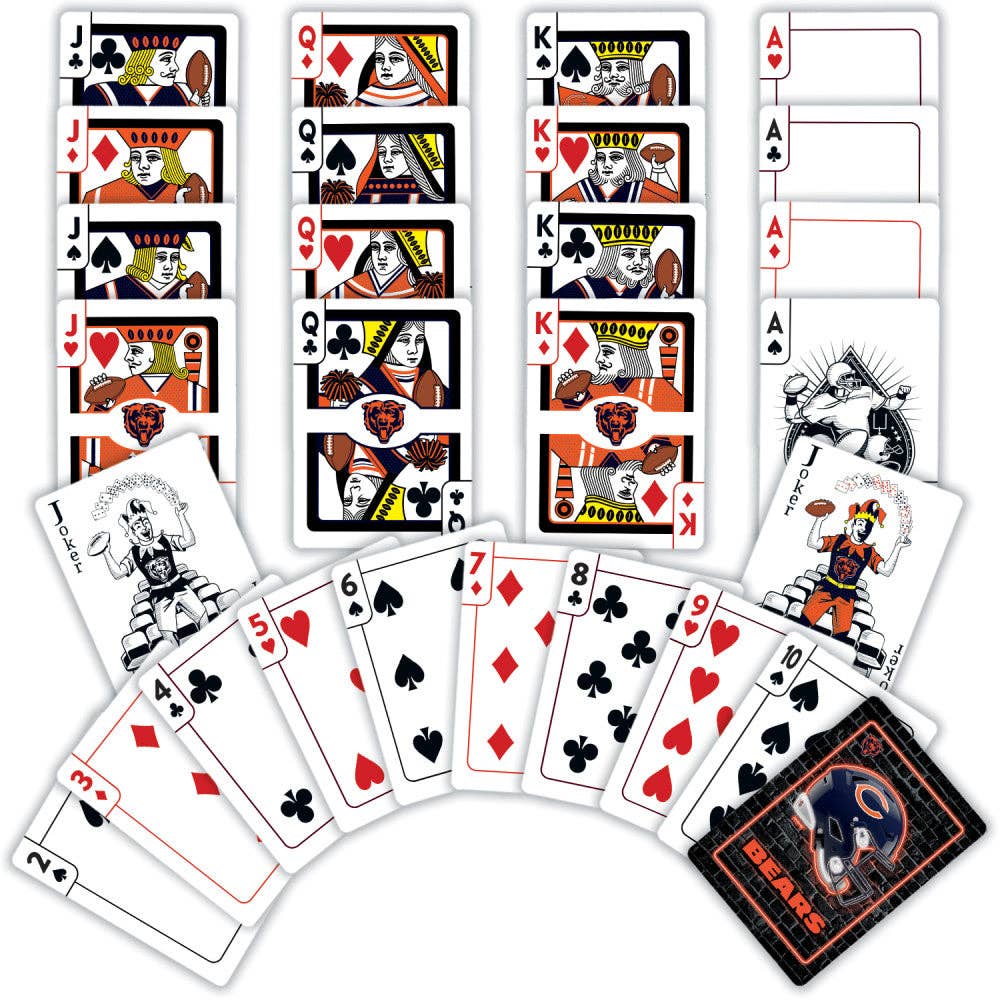 Chicago Bears Neon-Styled Playing Cards - 54 Card Deck