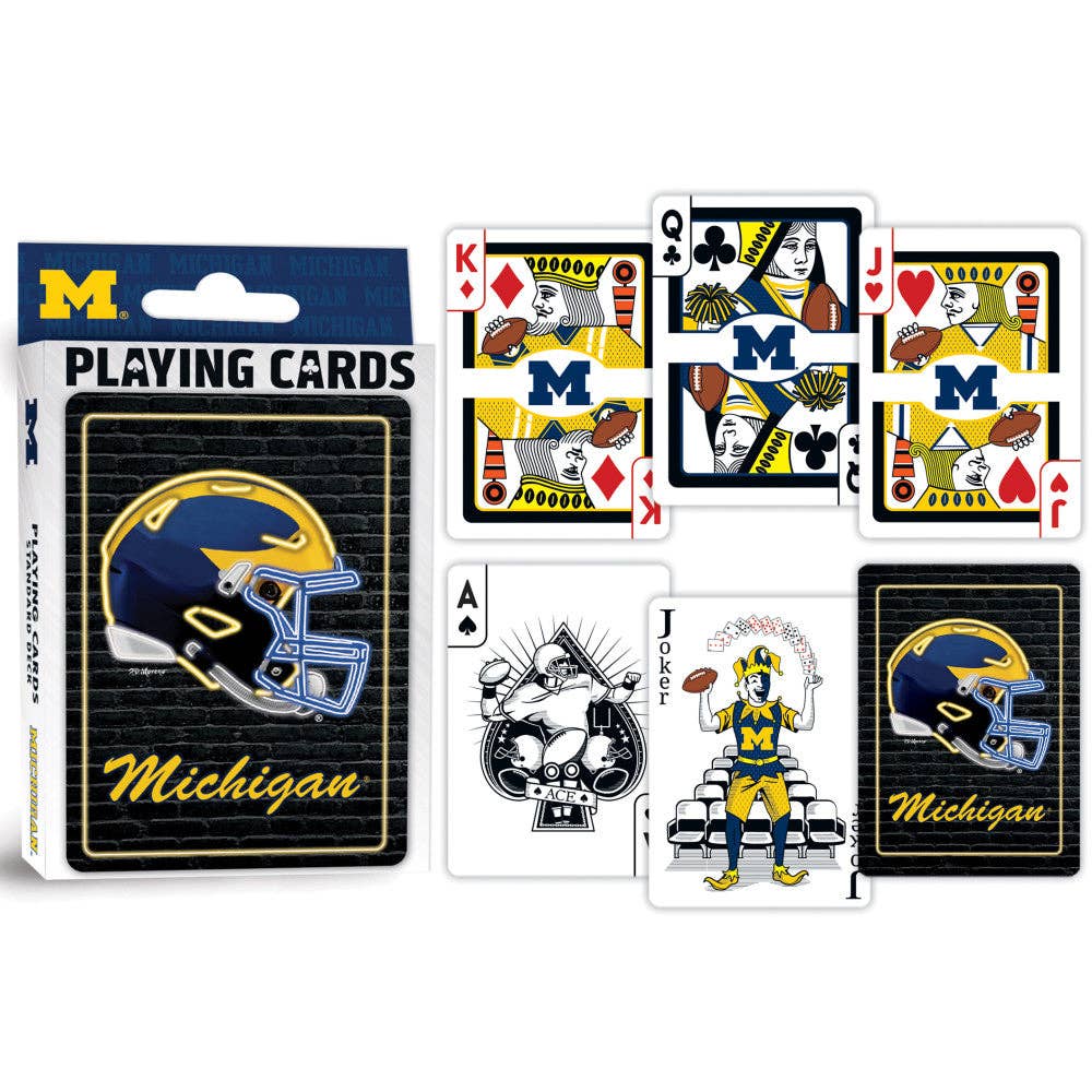 Michigan Wolverines Neon-Styled Playing Cards - 54 Card Deck