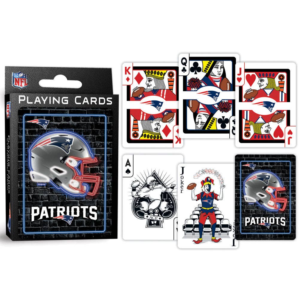 New England Patriots Neon-Styled Playing Cards - 54 Card Deck