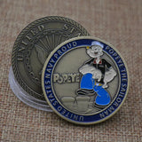 Popeye The Sailor Man Metal Moneda Conmemorativa Orgullosa de la Marina de los EE. UU.