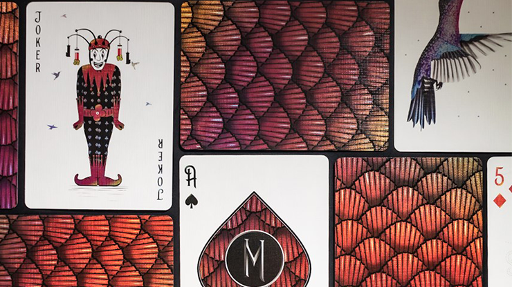 Marvelous Hummingbird Feathers (Red) Playing Cards by Kellar