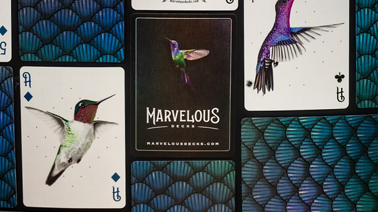 Marvelous Hummingbird Feathers (Blue) Playing Cards by Kellar