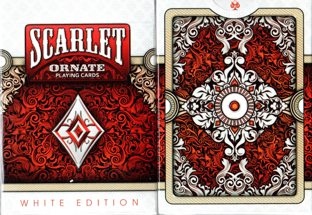 ORNATE White Edition Playing Cards (Scarlet) by HOPC